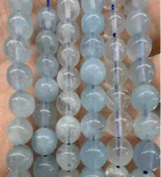 Natural Gemstone Loose Beads Necklace - aquamarine A - NO.189 ABC Jewelries